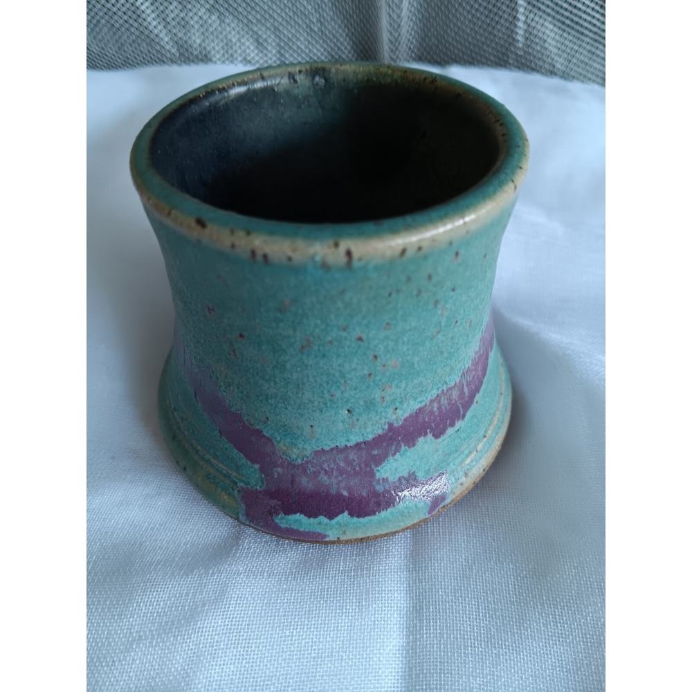 Stoneware Pottery Miniature /Turquoise & Maroon Signed By Artist Sparta TN - Picture 3 of 8